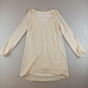 Tobi Womens Cream Shift Dress Size S Open Sleeve Cold Shoulder Mid Length